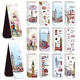 Wxiben London Magnetic Bookmark Gifts - 48PCS British Magnetic Bookmarks UK England Travel Book Marks Magnets Page Marker Clip for Women Travel Students Teacher Reading London Lover Souvenirs Gift