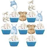 partiqla 24Pcs Boho Baby Clothes Cupcake Toppers - Gender Reveal & Baby Shower Decorations - Non-Edible - Multicolor