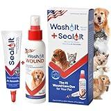 Dog Wound Care Gel & Wash Duo Pack | Styptic Powder Alternative for Dogs & Cats - Quick Stop Bleeding for Cuts (15ml) | Wash It Wound Wash for Dogs & All Pets/Animals to Gently Cleanse Wounds (4oz)