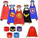KARAZZO Superhero Capes Set and Wristbands Kids Costumes Halloween Christmas Cosplay Dress Up for Boys (5-PACK CAPES SET)