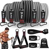 Resistance Band, Exercise Bands with Handles, Workout Bands, Fitness Bands with Door Anchor and Ankle Straps, for Heavy Resistance Training, Physical Therapy, Shape Body, Yoga, Home Workouts Set