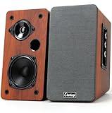 cinnkeyi 50W Wooden Bookshelf Speakers, Passive 2.0 Computer Speakers,PC Speaker Bluetooth/RCA/AUX（3.5mm）/USB Inputs TV Speakers for TV/PC/Laptop/Turntable, Strong Bass TV/Turntable Speaker