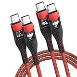 USB C to USB C Cable 100W, USBC to USBC [6ft/2 Pack] 5A Type C Fast Charging Cable Braided USB C to C Charger Cable Cord for iPhone16 15 Pro Max, MacBook Pro, iPad Pro,Samsung Galaxy S24 Ultra S23