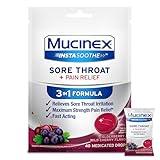 Mucinex Instasoothe Sore Throat Relief, Sore Throat Lozenges, Sore Throat Medicine with Hexylresorcinol, Cough Drops Alternative, 40 Elderberry & Wild Cherry Medicated Numbing Throat Drops