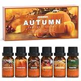 Autumn Fragrance Oil Set, ARVIDSSON Fall Essential Oils for Diffuser and Candle Making, Pumpkin Spice, Cinnamon, Spiced Cider, Snickerdoodle, Autumn Wreath, Pine, Cozy Scented Oils