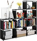 Portable Bookshelf,9 Cube Closet Storage Organizer,Extra Large Book Shelf Organizer,Tall Bookcase,Book Shelves,Cube Shelf,Cubbies Closet Shelves for Bedroom,Living Room,Home,Office,Warehouse(Black)