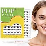POP PRESS Self Adhesive Eyelash Clusters Kit - 10+12MM Pre Glued eyelashes clusters, Press On Lashes, Easy Apply, Long-Lasting, Natural Wispy Blend | Naked Soft Volume (EHSZM BEAUTY - Sunrise)