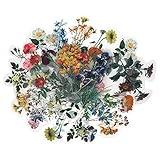ZMLSED Vintage Natural Stickers, 40Pcs Pretty Floral Decorative Retro Adhesive Watercolor Aesthetic Trendy for Scrapbook Album DIY Craft Daily Planner