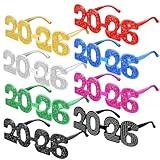 Frienda 16 Pcs 2026 New Years Eve Glasses Glitter Eyeglasses Party Favors Supplies Happy New Year Novelty Sunglasses for Photo Prop