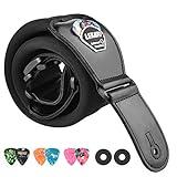 LEKATO Bass Guitar Straps for Electric Guitar & Bass 3" Wide Padded Straps Adjustable Length from 45" to 55" Bass Guitar Strap with Pick Holder 2 Safety Strap Locks & 6 Picks