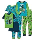 Minecraft Boys' 6-Piece Snug-fit Cotton Pajama Set, Soft & Cute for Kids, Blue, 10