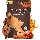 RYZE Mushroom Coffee | 6 Adaptogenic Mushrooms | USDA Organic | Instant Coffee | MCT Oil | USA Grown | Better Energy, Focus, Digestion, Immunity | Cordyceps, Lion’s Mane, Turkey Tail | 30 servings