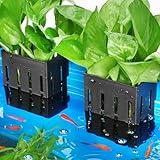 Upgraded Aquarium Plant Holder with Hooks and Suction Cups for Fish Tank Aquaponic Plant Cultivation and Aquascape Decorations (Black)