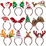 JOYIN 12 Packs Christmas Headbands with Assorted Design Christmas Headwear Holiday Headbands Accessories for Women Men Kids Christmas Parties Xmas Holiday Party Favors Photo Booth (ONE SIZE FIT ALL)