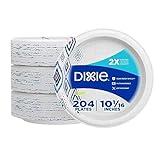 Dixie Large Paper Plates, 10 Inch, 204 Count, 2X Stronger, Microwave-Safe, Soak-Proof, Cut Resistant, Disposable Plates For Everyday Breakfast, Lunch, & Dinner Meals