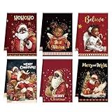 Black Sannta Christmas Kitchen Towels, 6 PCS African American Christmas Soft Absorbent Hand Towels Sets, Santa Angel Dishcloths for Winter Xmas Holiday Kitchen Cooking Home Decor Housewarming Gifts