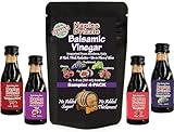 Naples Drizzle Barrel-Aged Balsamic Vinegar of Modena -- Rich, Extra Thick, No Added Sugar or Thickeners, Better-Than-Glaze Balsamic Drizzle (4-Pack -- 1oz Mix Flavors). TSA-Approved Travel & Picnic Size