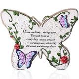 Yalikop Butterflies Memorial Stone Those We Love Don't Go Away Memorial Garden Decor Garden Plaque Memorial Gifts for Loss of Loved One Flower Stone Decor for Outdoors Homes Lawn and Garden