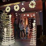 Yescom 6 Pack LED Christmas Spiral Light Kit Battery Powered Remote Control 3/4/6 Feet Warm White for Outdoor Restaurant Commercial Event Christmas Eve Decoration