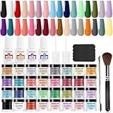 Openlive 32 Color Dip Nail Powder Starter Kit - 36 Bottle Blue Cheese Yellow Dip Powder Kit with Base Top Coat Activator for French Nail Art Manicure DIY Salon