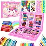 homicozy Art Supplies,Unicorn Drawing Set Coloring Kit Gift Art Box,Arts and Crafts for Kids Girls Boys with Crayon,Colored Pencil,Marker,Coloring Book,Water Cake,Stencil,Drwing Stuffs for Girls 4-10