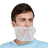 Medical Nation 100 Pack Disposable Beard Nets for Men - Full Coverage Beard Covers, Breathable Beard Guards Food Service, Cooking, Cleaning, Construction & More | 100 Pack, White 18" Beard Net