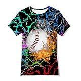 Enlifety Baseball T-Shirts for Boys Fire Water Graphic Tee Tops Novelty Crewneck Short Sleeve Shirts Size 9-12T