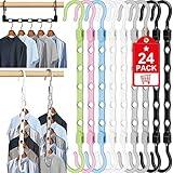24 Pack Hangers Space Saving Magic Space Saver Storage Smart Plastic Clothes Hanger Organizer Closet Organizers and Storage for Closet Wardrobe Apartment College Dorm Room Essentials,Multicolor