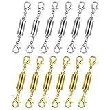 12 Pack Magnetic Necklace Clasps and Closures. Necklace Jewelry Extender with Strong Magnet. Magnetic Necklace Clasp for Jewelry Necklace Bracelet Making. Gold and Silver Plating (Regular)