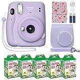 Fujifilm Instax Mini 11 Instant Camera Lilac Purple + Custom Case + Fuji Instax Film Value Pack (50 Sheets) Flamingo Designer Photo Album