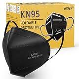 akgk KN95 Face Mask 50 PCS, Breathable Protection Masks, Individually Wrapped, 5-Ply KN95 Black Masks, Cup Dust Safety Masks