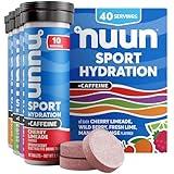 Nuun Sport + Caffeine Electrolyte Tablets - Dissolvable in Water, Mixed Flavor Box, 5 Essential Electrolytes for Hydration, 1g Sugar Drink Mix, Vegan, Non-GMO, 4 Pack (40 Servings)