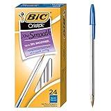 BIC Cristal Xtra Smooth Ballpoint Pen, Medium Point (1.0mm), Blue, 24-Count