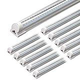 Barrina LED Shop Light, 4FT 40W 5500LM 5000K Daylight White, V Shape, Clear Cover, Linkable with Plug, T8 LED Tube Lights, ETL Listed, 10 Packs