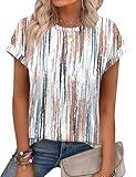 Alaroo Women's Summer Tops 2025 Short Sleeve Shirts Trendy Bussiness Outfits Print 11 M