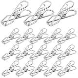 DTDNZKN 18 PCS of 2.1Inch (54mm) Stainless Steel Laundry Clothes Pins - Durable Clothespins for Hanging Clothes and Food Packages, Metal Clips for Outdoor Use and Snack Bag Sealing - Mini Clothespins