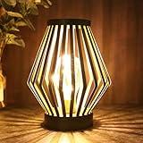 JHY DESIGN 8.5“H Metal Cage LED Lantern Battery Powered Cordless Accent Light with LED Edison Style Bulb Great for Weddings Parties Patio Events Gifts for Indoors Outdoors