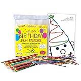 WIKKI STIX Birthday Fun Favors, pack of 20 individual fun favors, each with 12 and a birthday themed play sheet, Made in the USA