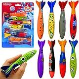 Haktoys Pool Toys Torpedo Diving Set – 8-Pack Dive Torpedos for Kids & Adults | Fast-Sinking Pool Torpedos for Swim Training, Underwater Games & Water Play | Gliding Diving Torpedo Rockets