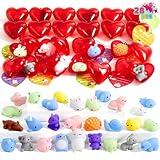 JOYIN 28 Mochi squishy toys Filled Hearts and Valentine Cards for Kids Valentine Classroom Exchange Party Favors, Kawaii Stress Relief Toys for Valentine Gift Exchange, Game Prizes and Carnivals Gift