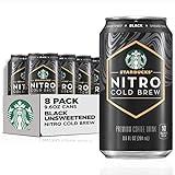 Starbucks Nitro Cold Brew Coffee, Black Unsweetened, 9.6 fl oz Cans (8 Pack), Iced Coffee, Cold Brew Coffee, Coffee Drink