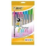 Bic Cristal Fun Ballpoint Pens with 5 Assorted Ink Colours, Wide Point (1.6 mm), Pack of 10