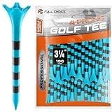 Full Choice100 Pack 3-1/4" Plastic Golf Tees, Enhanced Durability & Stability, Engineered to Minimize Friction and Side Spin（Blue）