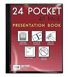 24 Pocket Bound Presentation Book, Black with Clear View Front Cover, 48 Sheet Protector Pages, 8.5" x 11" Sheets, by Better Office Products, Art Portfolio, Durable Poly Covers, Letter Size, Black