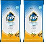 Pledge Multisurface Furniture Polish Wipes, Works on Wood, Granite, and Leather, Cleans and Protects, Fresh Citrus - Pack of 2 (25 Total Wipes)