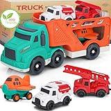 Toddler Fire Truck Toys 2-3, BPA Free Fire Trucks for Toddlers 3-5, Recycled Plastic Airplane Ambulance 3 Year Old Boy Toys, Outdoor Toy Cars for Kids, Christmas Birthday Gifts for 2 3 4 Year Old Boys