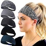 Calbeing Women's Workout Gray Headbands Non Slip Yoga Hairbands Moisture Wicking Sport Sweatbands for Fitness Running Gym Travel Athletic Exercise
