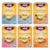 Yogi Tea Get Well Variety Pack - 6 Packs of 16 Tea Bags for Cold Season Support - Includes Bedtime, Breathe Deep, Echinacea Immune Support Teas and More