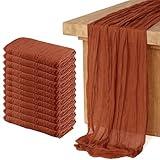12 Pack Cheesecloth Table Runner, Runner Gauze Boho Wedding Decor Romantic Table Runner for Wedding Birthday Party(35" x 118") (Terracotta)
