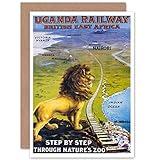 Wee Blue Coo TRAVEL UGANDA RAIL AFRICA LION TRAIN KILIMANJARO GREETINGS CARD